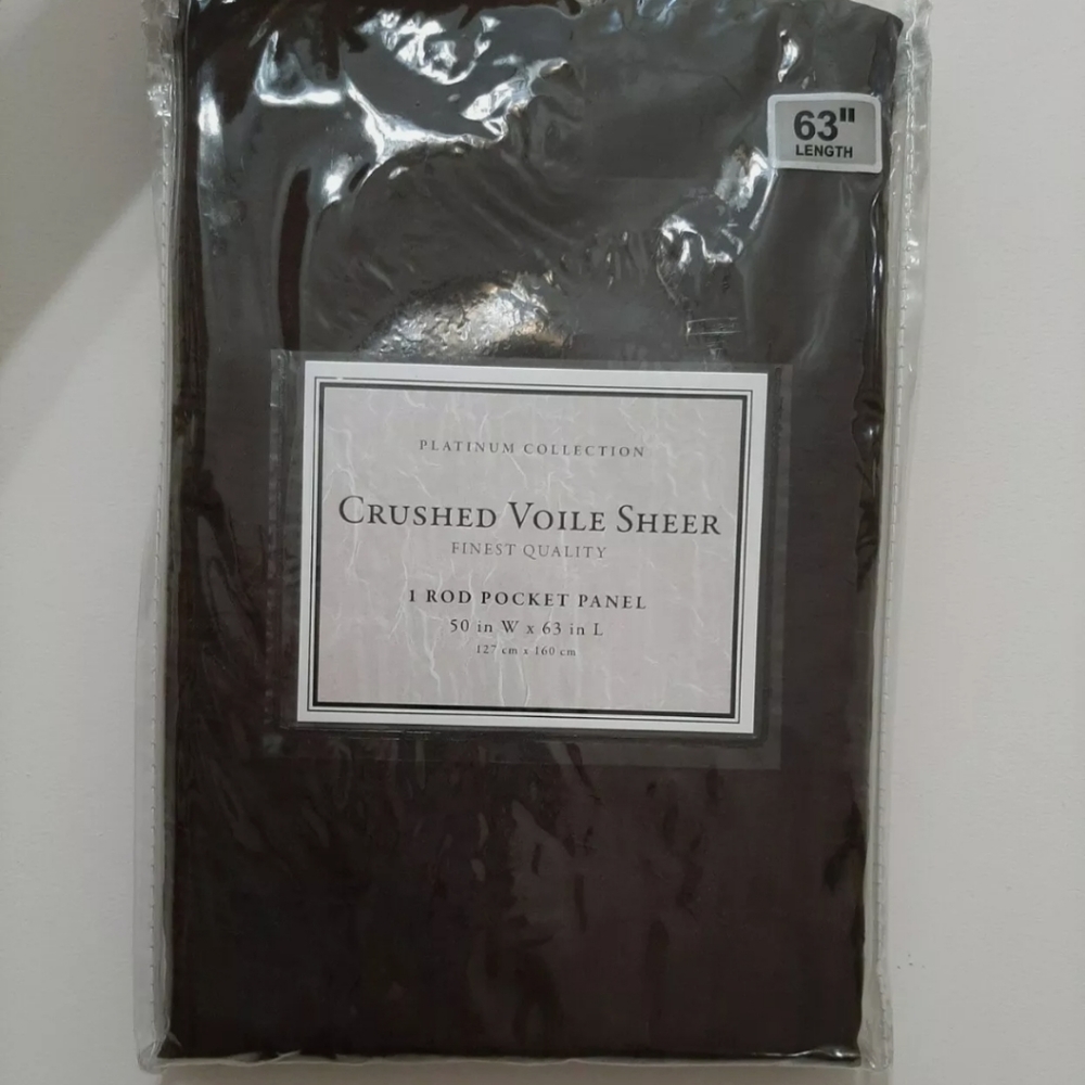Crushed Voile Sheer Panel 50" x 63" Chocolate OPENED (set of 2 panels)
